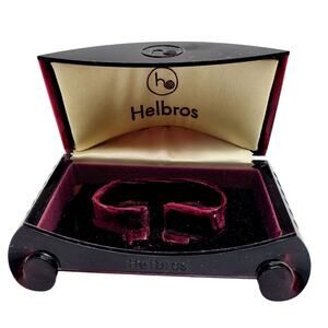 Vintage Helbros Deco Watch Box Burgundy Velvet Acrylic Presentation Clamshell